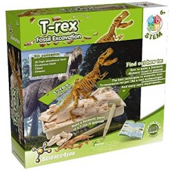 Rex Fossil Escavation-Juguete Cientifico, Dinosaurios, 15 Piezas y Libro Educativo Multilingue,