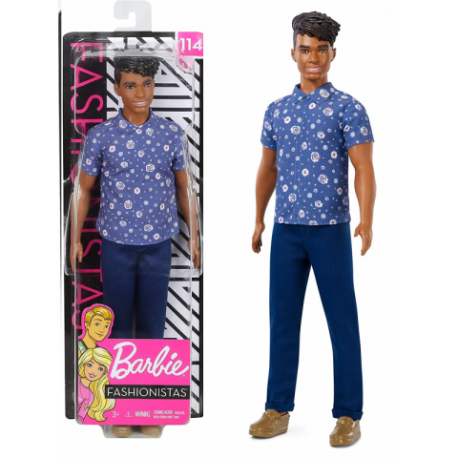 Barbie Fashionista - Muñeco Ken moreno con outfit azul