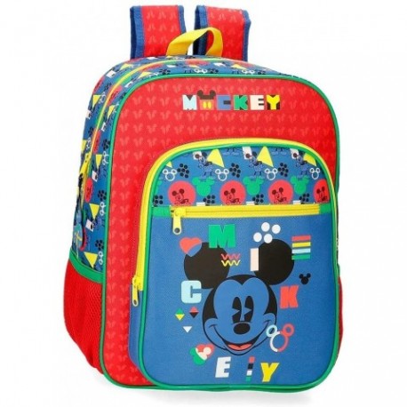 Mochila Infantil Mickey Disney Adaptable 27x38x11cm.