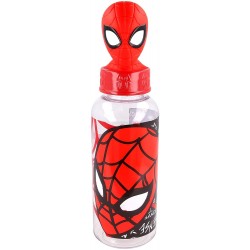 Botella De Agua Reutlizable De Plástico Spiderman Con Tapón De Figurita 3d 560Ml