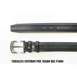 Cinturon De Piel Negro Versalles 3.5cm