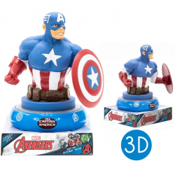 Lampara De Noche Figura 3D Capitan America Marvel 25cm.