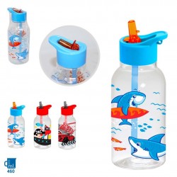 Botella Con Tapa Pajita Kids Plastico Surtido 460Ml