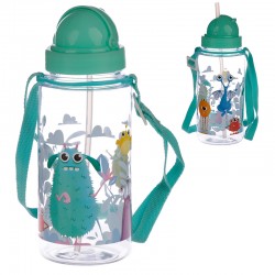 Botella de Agua Infantil con Pajita - Monstruos Monstarz - 450ml